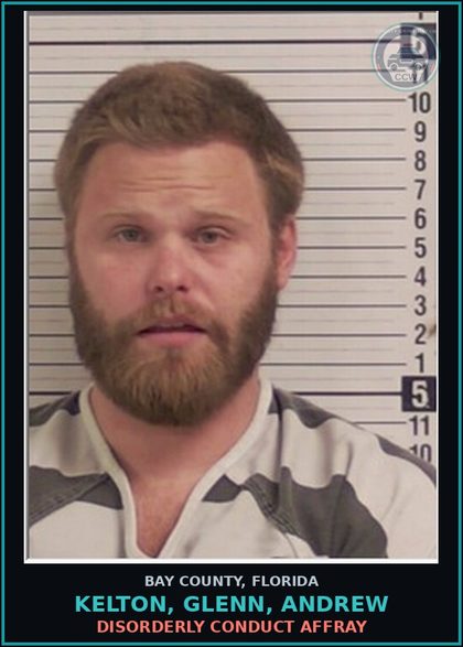 CCW arrest card for KELTON, GLENN, ANDREW in Bay County: DISORDERLY CONDUCT AFFRAY