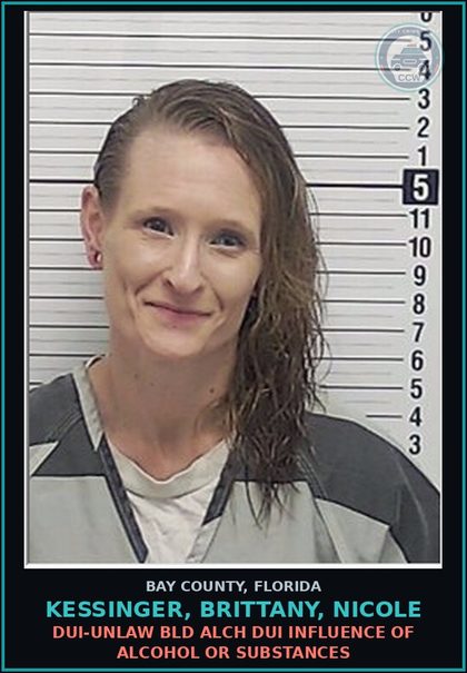 CCW arrest card for KESSINGER, BRITTANY, NICOLE in Bay County: DRUGS-POSSESS CNTRL SUB WO PRESCRIPTION