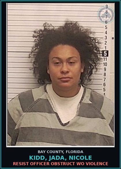 CCW arrest card for KIDD, JADA, NICOLE in Bay County: INDECENT EXPOSURE EXPOSURE OF s3xual ORGANS 1ST OFFENSE