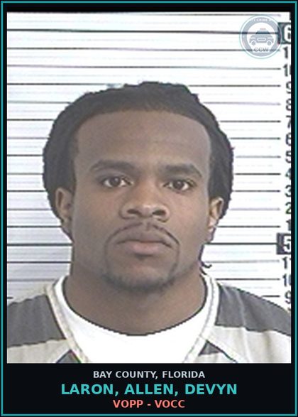 CCW arrest card for LARON, ALLEN, DEVYN in Bay County, Florida: VOPP - VOCC