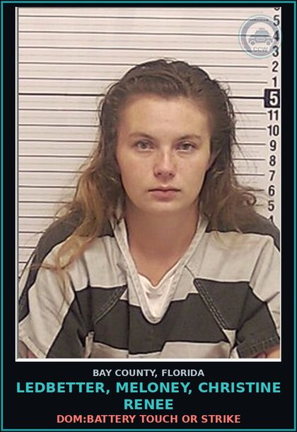 CCW arrest card for LEDBETTER, MELONEY, CHRISTINE RENEE in Bay County: DOM:BATTERY TOUCH OR STRIKE