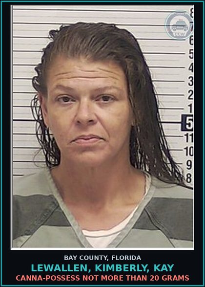 CCW arrest card for LEWALLEN, KIMBERLY, KAY in Bay County: Canna-POSSESS NOT MORE THAN 20 GRAMS