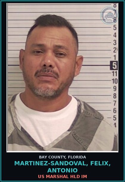 CCW arrest card for MARTINEZ-SANDOVAL, FELIX, ANTONIO in Bay County: US MARSHAL HLD IM