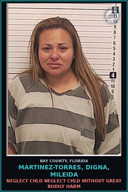 CCW arrest card for MARTINEZ-TORRES, DIGNA, MILEIDA in Bay County: NEGLECT chld NEGLECT chld WITHOUT GREAT BODILY HARM