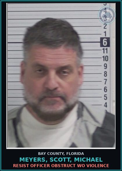 CCW arrest card for MEYERS, SCOTT, MICHAEL in Bay County: CONTEMPT OF COURT VIOL INJUNCTION PROTECTION DOMESTIC VIOLENCE