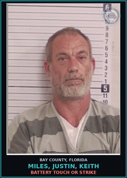 CCW arrest card for MILES, JUSTIN, KEITH in Bay County: BATTERY TOUCH OR STRIKE