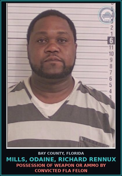 CCW arrest card for MILLS, ODAINE, RICHARD RENNUX in Bay County: Canna-POSSESS NOT MORE THAN 20 GRAMS