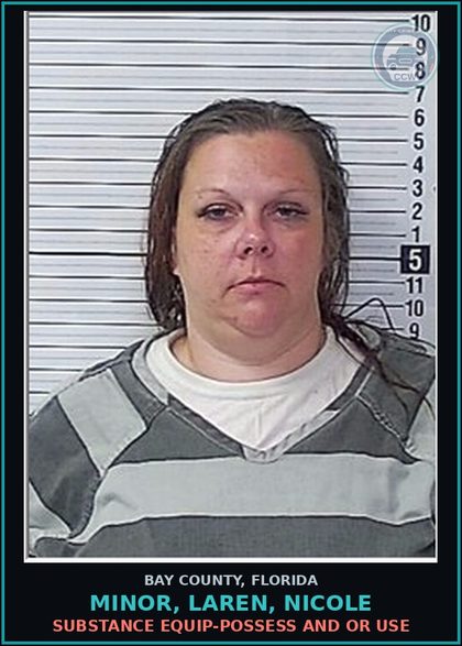 CCW arrest card for MINOR, LAREN, NICOLE in Bay County: DRUG EQUIP-POSSESS AND OR USE