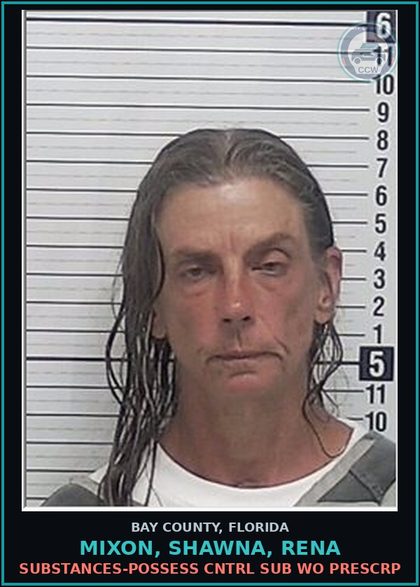 CCW arrest card for MIXON, SHAWNA, RENA in Bay County: DRUGS-POSSESS CNTRL SUB WO PRESCRIPTION