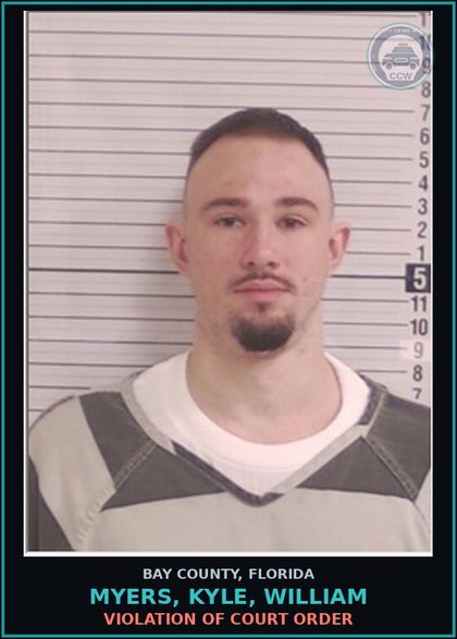 CCW arrest card for MYERS, KYLE, WILLIAM in Bay County: VIOLATION OF COURT ORDER