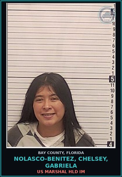 CCW arrest card for NOLASCO-BENITEZ, CHELSEY, GABRIELA in Bay County: US MARSHAL HLD IM