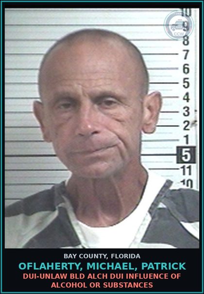 CCW arrest card for OFLAHERTY, MICHAEL, PATRICK in Bay County: DUI-UNLAW BLD ALCH DUI INFLUENCE OF ALCOHOL OR DRUGS