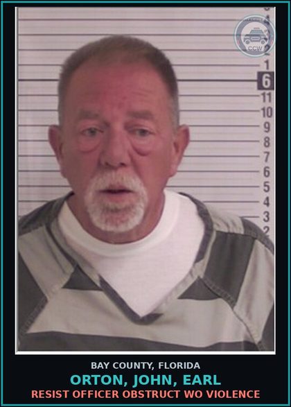 CCW arrest card for ORTON, JOHN, EARL in Bay County: SIMPLE ASSLT INTENT THREAT TO DO VIOLENCE