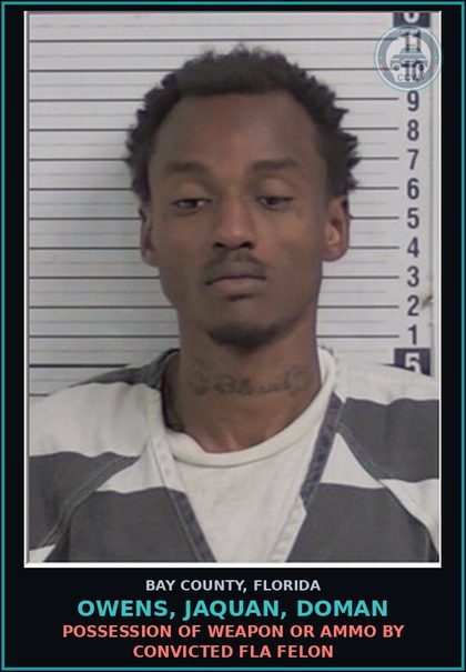CCW arrest card for OWENS, JAQUAN, DOMAN in Bay County: FTA - MISDEMEANOR