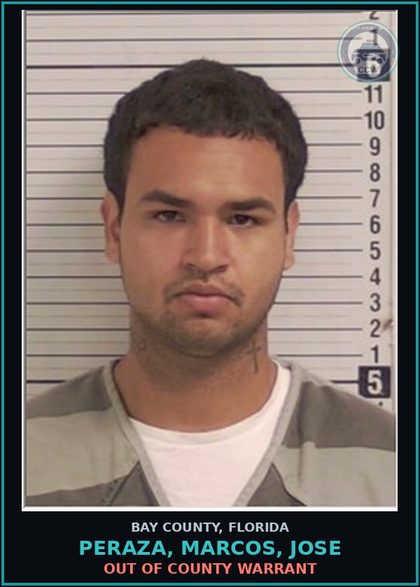 CCW arrest card for PERAZA, MARCOS, JOSE in Bay County: OUT OF COUNTY WARRANT