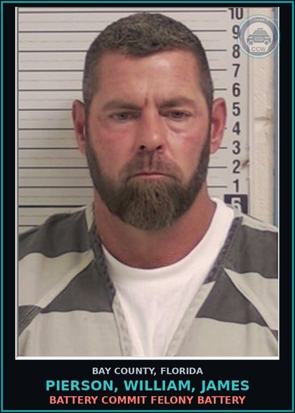 CCW arrest card for PIERSON, WILLIAM, JAMES in Bay County: BATTERY COMMIT FELONY BATTERY