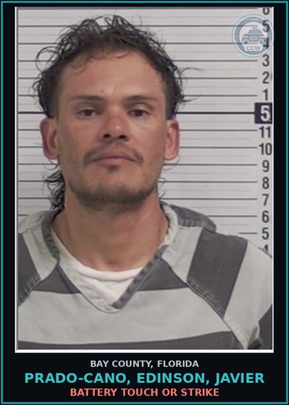 CCW arrest card for PRADO-CANO, EDINSON, JAVIER in Bay County: BATTERY TOUCH OR STRIKE