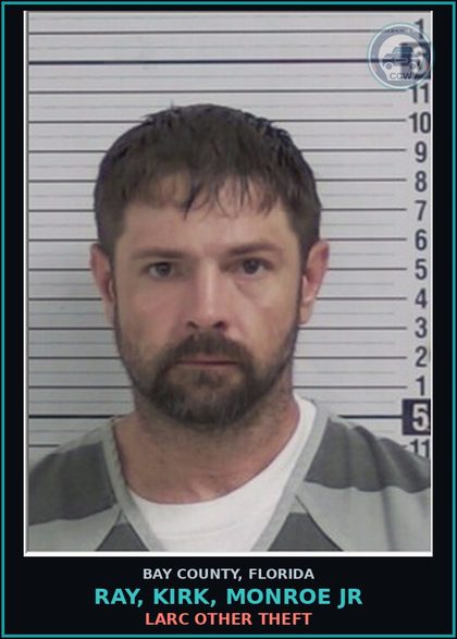CCW arrest card for RAY, KIRK, MONROE JR in Bay County: LARC OTHER THEFT