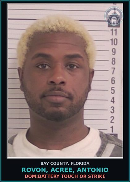 CCW arrest card for ROVON, ACREE, ANTONIO in Bay County: DOM:BATTERY TOUCH OR STRIKE