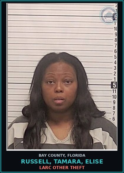 CCW arrest card for RUSSELL, TAMARA, ELISE in Bay County: LARC OTHER THEFT