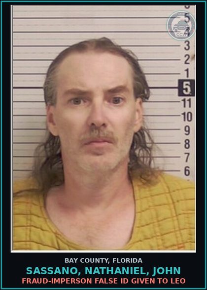 CCW arrest card for SASSANO, NATHANIEL, JOHN in Bay County: DUI-UNLAW BLD ALCH REFUSAL SUBMIT DUI TESTING