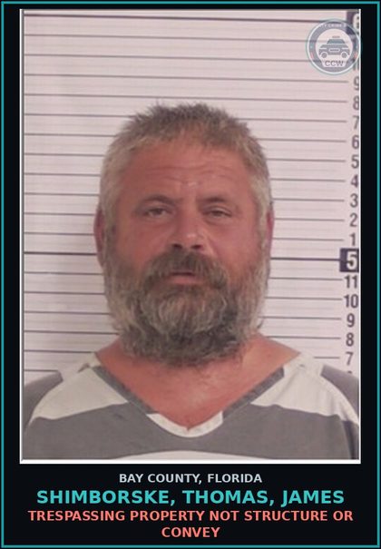 CCW arrest card for SHIMBORSKE, THOMAS, JAMES in Bay County: TRESPASSING PROPERTY NOT STRUCTURE OR CONVEY