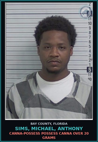 CCW arrest card for SIMS, MICHAEL, ANTHONY in Bay County: Canna-POSSESS POSSESS Canna OVER 20 GRAMS