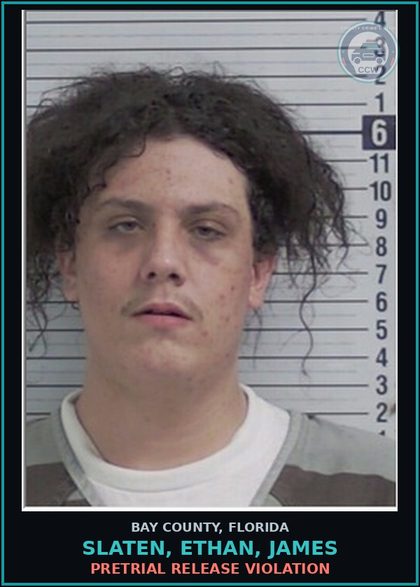 CCW arrest card for SLATEN, ETHAN, JAMES in Bay County: PRETRIAL RELEASE VIOLATION