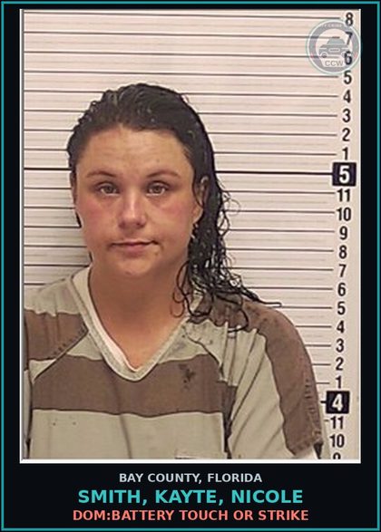 CCW arrest card for SMITH, KAYTE, NICOLE in Bay County: DOM:BATTERY TOUCH OR STRIKE
