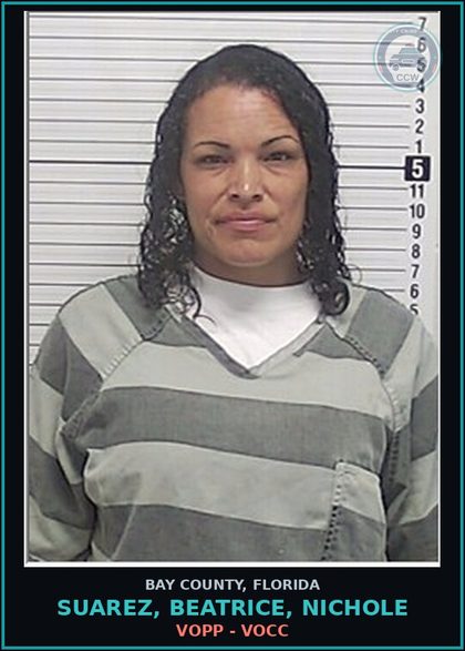 CCW arrest card for SUAREZ, BEATRICE, NICHOLE in Bay County: VOPP - VOCC