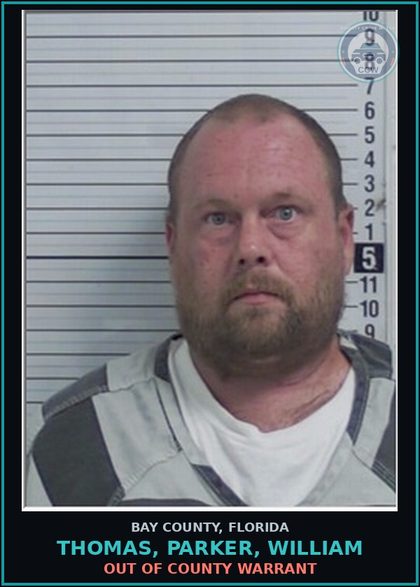 CCW arrest card for THOMAS, PARKER, WILLIAM in Bay County: OUT OF COUNTY WARRANT