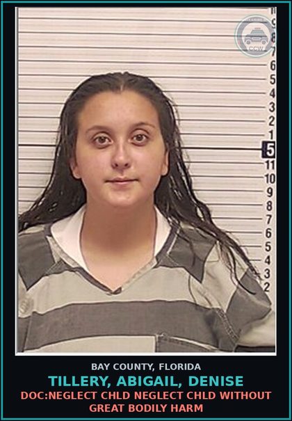 CCW arrest card for TILLERY, ABIGAIL, DENISE in Bay County: DOC:NEGLECT chld NEGLECT chld WITHOUT GREAT BODILY HARM