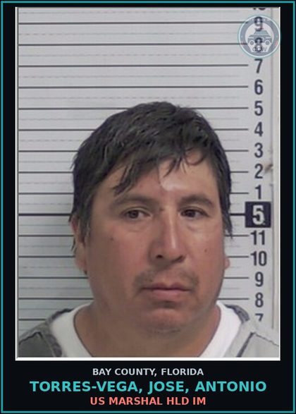 CCW arrest card for TORRES-VEGA, JOSE, ANTONIO in Bay County: US MARSHAL HLD IM