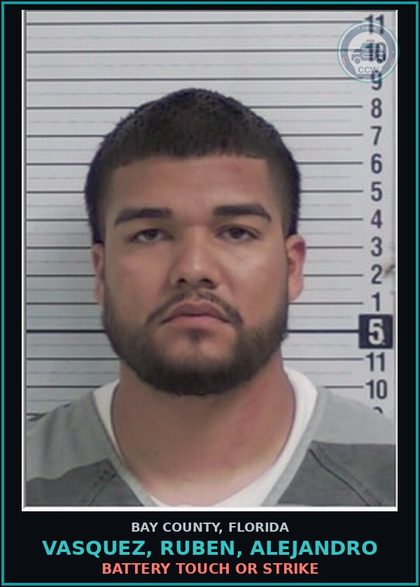 CCW arrest card for VASQUEZ, RUBEN, ALEJANDRO in Bay County: BATTERY TOUCH OR STRIKE