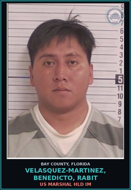 CCW arrest card for VELASQUEZ-MARTINEZ, BENEDICTO, RABIT in Bay County: US MARSHAL HLD IM