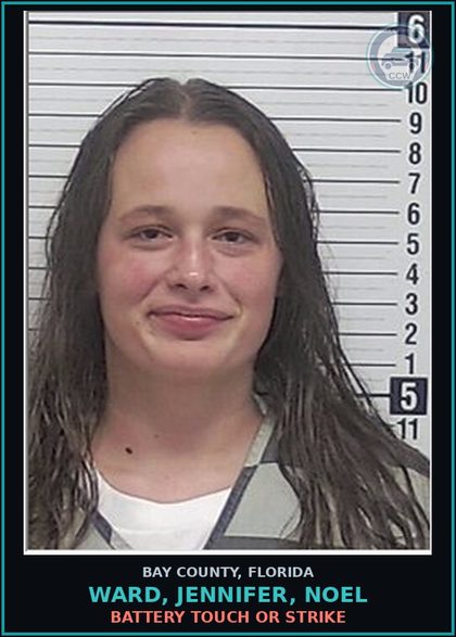 CCW arrest card for WARD, JENNIFER, NOEL in Bay County: BATTERY TOUCH OR STRIKE