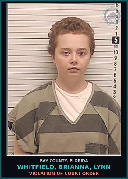 CCW arrest card for WHITFIELD, BRIANNA, LYNN in Bay County: VIOLATION OF COURT ORDER