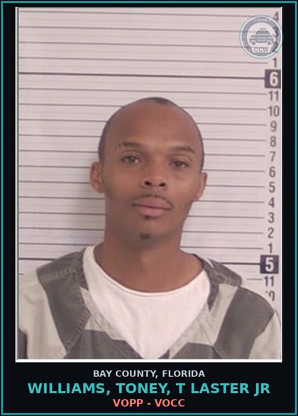 CCW arrest card for WILLIAMS, TONEY, T LASTER JR in Bay County: VOPP - VOCC