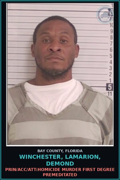 CCW arrest card for WINCHESTER, LAMARION, DEMOND in Bay County: PRIN/ACC/ATT:HOMICIDE MURDER FIRST DEGREE PREMEDITATED