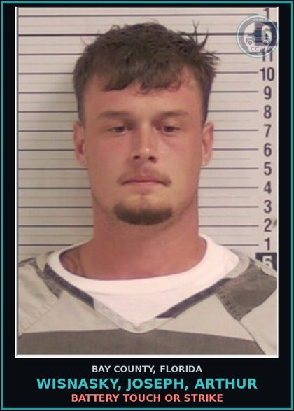 CCW arrest card for WISNASKY, JOSEPH, ARTHUR in Bay County: BATTERY TOUCH OR STRIKE