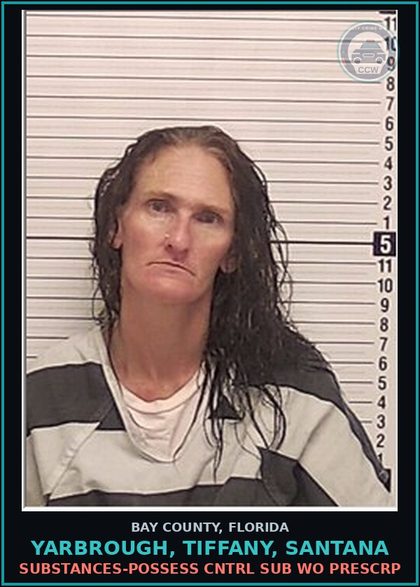 CCW arrest card for YARBROUGH, TIFFANY, SANTANA in Bay County: DRUGS-POSSESS CNTRL SUB WO PRESCRIPTION