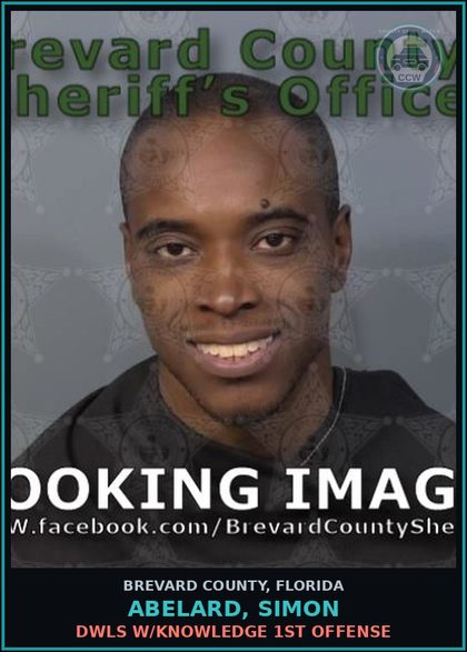 CCW arrest card for ABELARD, SIMON in Brevard County: DWLS W/Knowledge 1st Offense