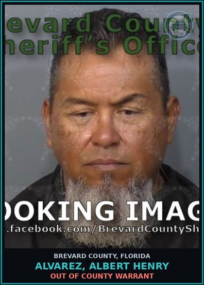 CCW arrest card for Alvarez, Albert Henry in Brevard County: Out of County Warrant
