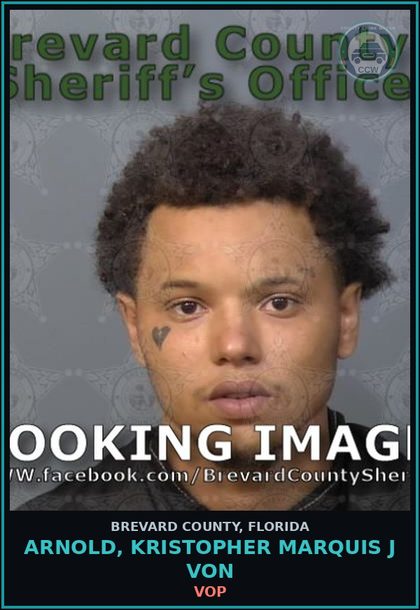 CCW arrest card for ARNOLD, KRISTOPHER MARQUIS J VON in Brevard County: VOP