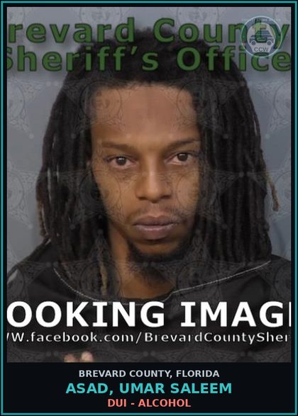 CCW arrest card for Asad, Umar Saleem in Brevard County: VOP