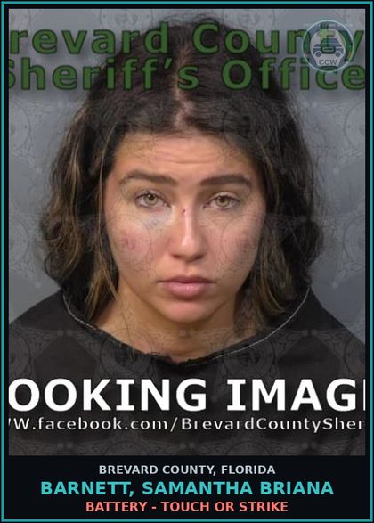 CCW arrest card for Barnett, Samantha Briana in Brevard County: Battery - Touch or Strike