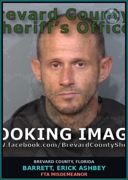 CCW arrest card for BARRETT, ERICK ASHBEY in Brevard County: FTA Misdemeanor