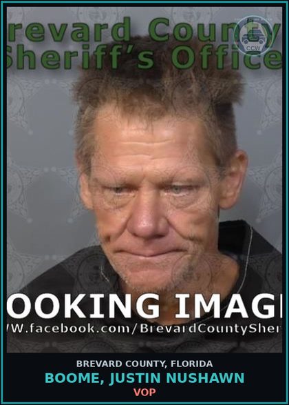 CCW arrest card for BOOME, JUSTIN NUSHAWN in Brevard County: VOP
