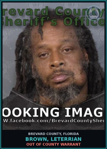 CCW arrest card for Brown, Leterrian in Brevard County: Out of County Warrant
