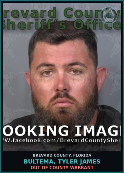 CCW arrest card for BULTEMA, TYLER JAMES in Brevard County: Out of County Warrant